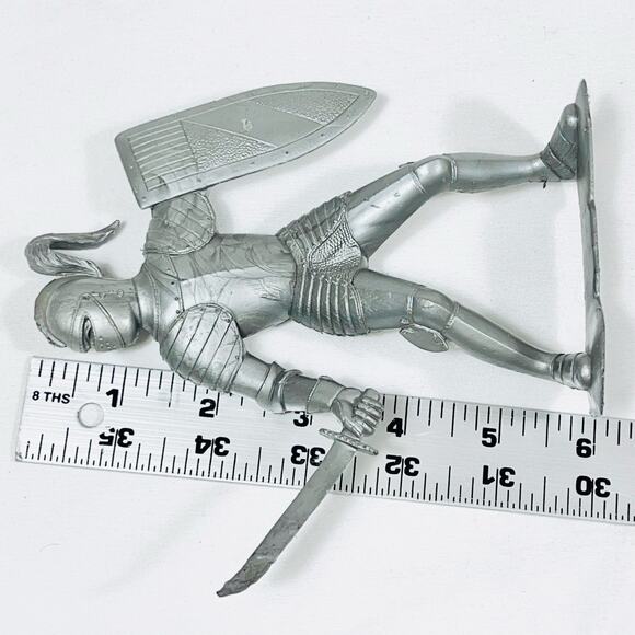 Vintage Louis Marx & Co. Medieval Knight 6” Silver Toy Soldier 1964 - Picture 15 of 15